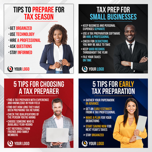 120 Tax Preparation Tips Flyers for Social Media - With Your Photo