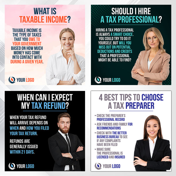 120 Tax Preparation Tips Flyers for Social Media - With Your Photo