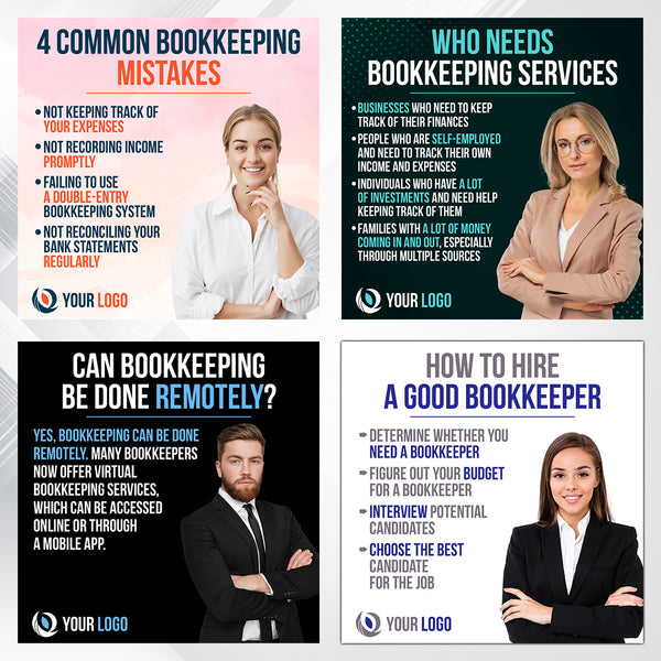 100 Bookkeeping Tips Flyers for Social Media - With Your Photo