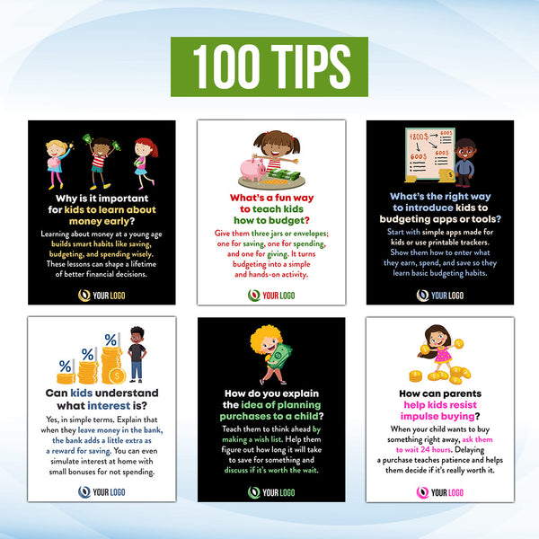 Financial Literacy for Kids Social Media Posts Tips Infographics