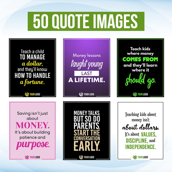 Financial Literacy for Kids Social Media Posts Tips Infographics
