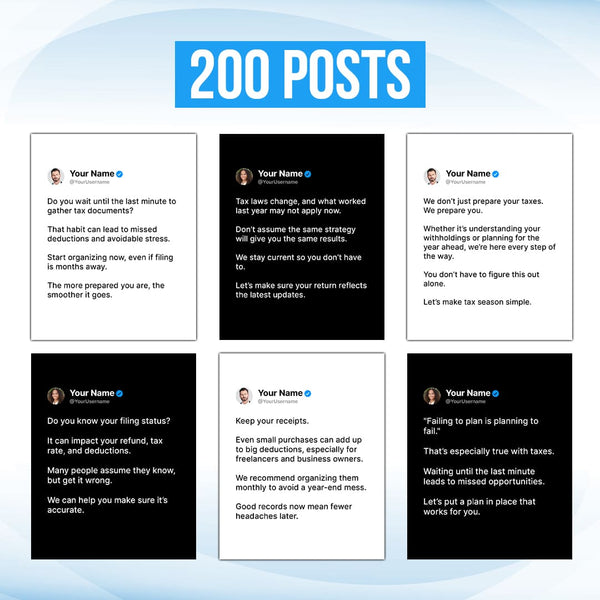 200 Tax Preparation Twitter-Style Posts for Social Media