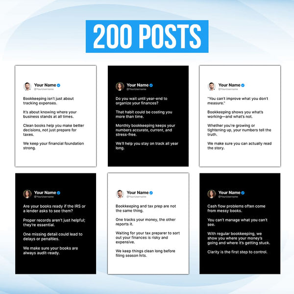 200 Bookkeeping Twitter-Style Posts for Social Media