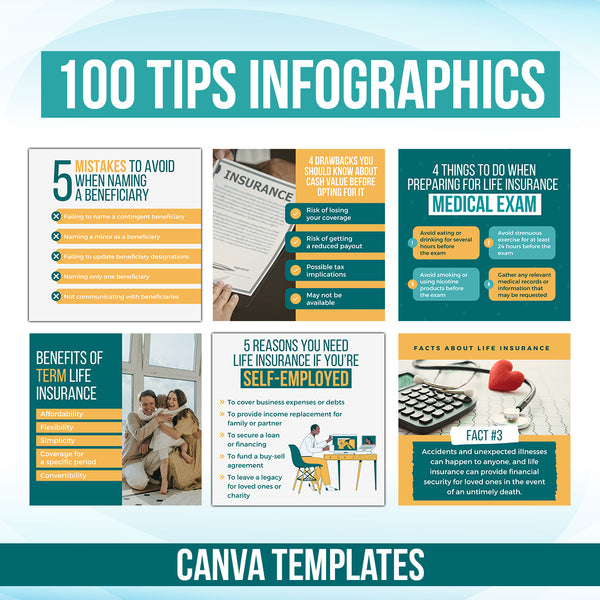 Life Insurance Tips Infographics - Canva Templates