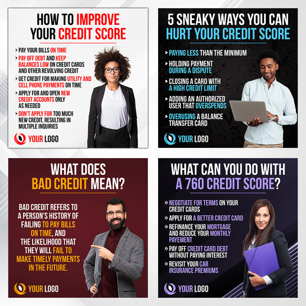 120 Credit Repair Tips Flyers for Social Media - With Your Photo