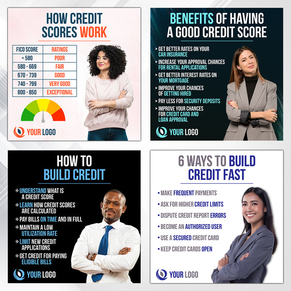 120 Credit Repair Tips Flyers for Social Media - With Your Photo