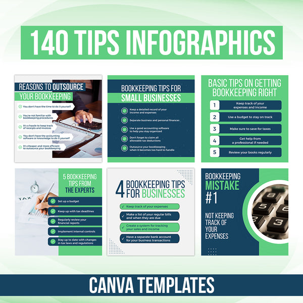 Bookkeeping Tips Infographics Canva Templates