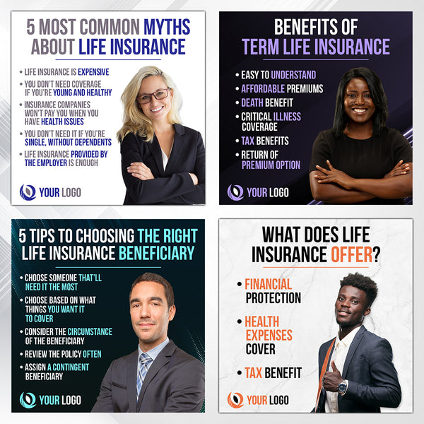 100 Life Insurance Tips Flyers for Social Media - With Your Photo