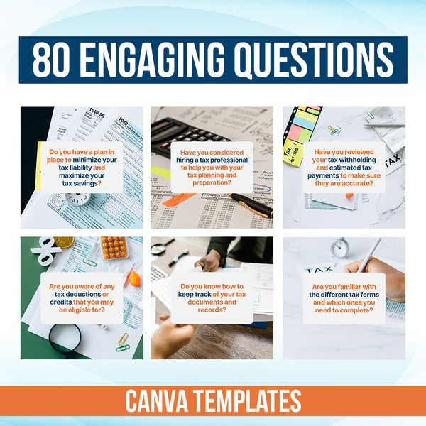 300 Tax Preparation Posts for Social Media - Canva Templates