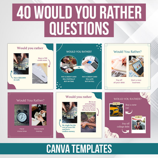 Credit Repair Would You Rather Questions - Canva Templates